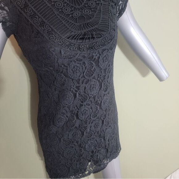 Exhilaration Women's Lined Black Lace Dress Size Medium SMOKING HOTTTT - Picture 3 of 11